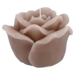 Kerze Herbstrose, taupe, 12 x 10 cm