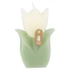 Kerze Tulpe, weiß/grün, 6 x 9 cm
