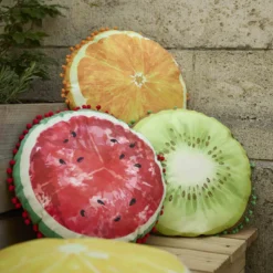 Kissen Frucht mit Pompom, Kiwi/grün, 40 cm