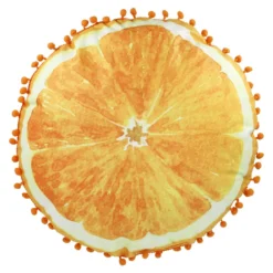 Kissen Frucht mit Pompom, Orange/orange, 40 cm