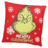 Kissen Grinch, rot/grün, 40 x 40 cm