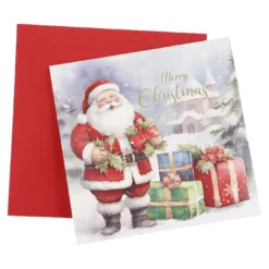 Klappkarte 3D, Weihnachtsmann/Geschenke