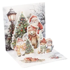 Klappkarte 3D, Weihnachtsmann/Geschenke