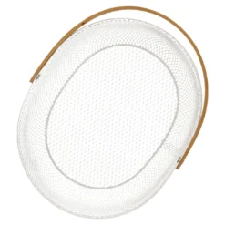 Korb mit Holzhenkel, oval/creme, 29 cm