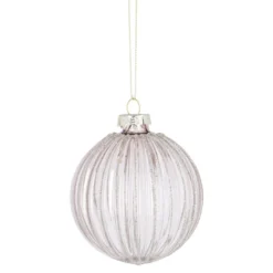 Kugel Rillen, rosa/transparent, 8 cm