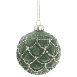 Kugel Samt-Dekor, Tropfen/grün, 8 cm
