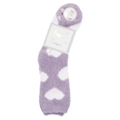 Kuschelsocken Anti-Rutsch, Herz/lila