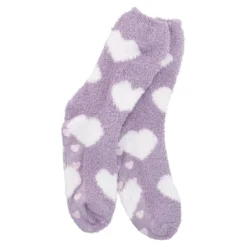 Kuschelsocken Anti-Rutsch, Herz/lila