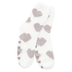 Kuschelsocken Anti-Rutsch, Herzen/offwhite/beige