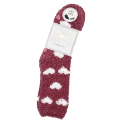 Kuschelsocken Anti-Rutsch, Herzen/bordeaux