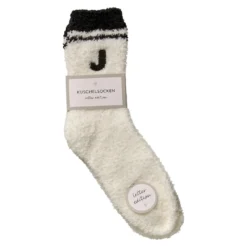 Kuschelsocken Buchstabe, J/schwarz, Gr. 35-42