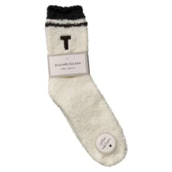 Kuschelsocken Buchstabe, T/schwarz, Gr. 35-42