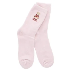 Kuschelsocken Stick-Motiv, Bär/rosa, Gr. 35-42