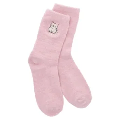 Kuschelsocken Stick-Motiv, Katze/pink, Gr. 35-42