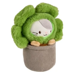 Kuscheltier Katze im Blumentopf, grün, 15 cm