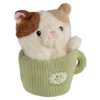 Kuscheltier Katze in Tasse, grün, 18 cm