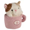 Kuscheltier Katze in Tasse, rosa, 18 cm