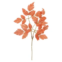 Laubzweig Samt, dunkelorange, 36 cm