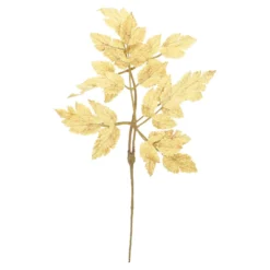 Laubzweig Samt, gelb, 36 cm