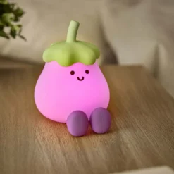 LED-Deko mit Gesicht, Aubergine, 11 cm