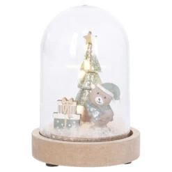 LED-Deko Tanne mit Teddy, Tanne, 14 cm