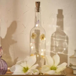 LED-Flasche Frühjahr, Schmetterling/Blume, 32 cm