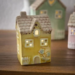LED-Haus Frühling, gelb, 12 cm