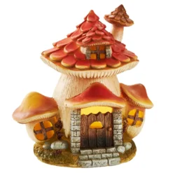 LED-Haus Herbst, Pilz/Blatt, 21 cm