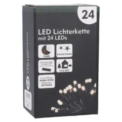 LED-Lichterkette, 8 Funktionen, warm-weiß, 24 LED