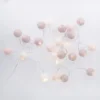 LED-Lichterkette Textilball, pink/weiß/lila, 24er