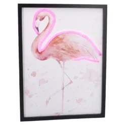 LED-Objekt Neon, Flamingo/schwarz, 30 x 40 cm
