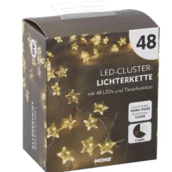 Lichterkette Stern/Cluster, silber, 48 LED