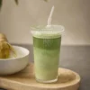 Matcha-Glas mit Trinkhalm, klar, 365 ml