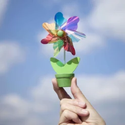 Mini-Windmühle im Topf, irisierend/bunt, 15 cm