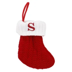 Nikolausstiefel Buchstabe, Strick, S, 18 cm