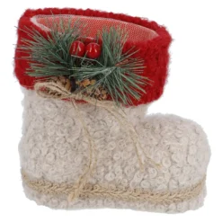 Nikolausstiefel mit Tannendeko, creme, 15 cm