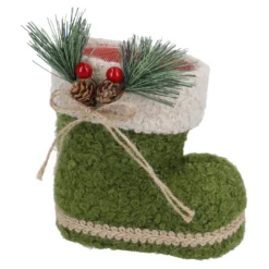 Nikolausstiefel mit Tannendeko, grün, 15 cm