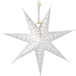 Papierstern Konfetti, weiß/silber, 18 cm