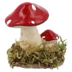 Pilz-Dekoration mit Moos, spitz/zwei, 7 cm