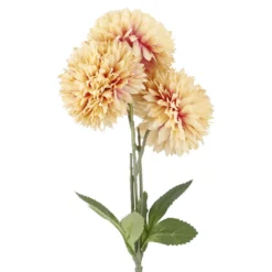 Pompom Herbst mit 3 Blüten, creme/flieder, 43 cm