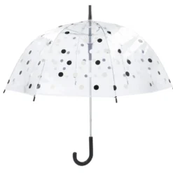 Regenschirm Transparent, Dots, schwarz, 82 cm