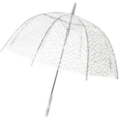 Regenschirm Transparent, Tropfen, weiß, 82 cm