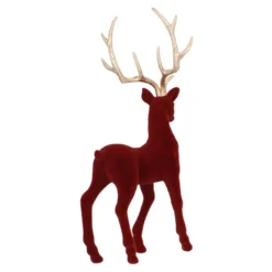 Rentier Gold-Geweih, stehend/bordeaux, 33 cm