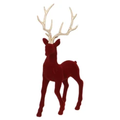 Rentier Gold-Geweih, stehend/bordeaux, 33 cm