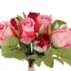 Rosenstrauß 7 Blüten, pink, 28 cm