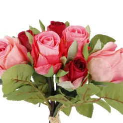 Rosenstrauß 7 Blüten, pink, 28 cm