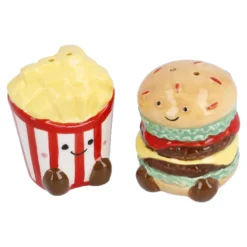Salz- und Pfefferstreuer-Set, Hamburger/Pommes, 6 cm