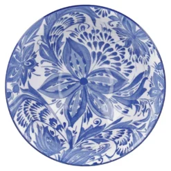 Schale Bali, Blumen/blau, tief, 15.5 cm