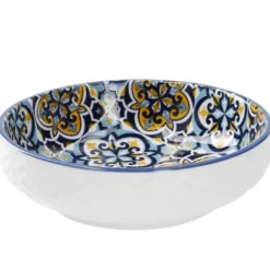 Schale China, flach, blau/gelb, 12 cm