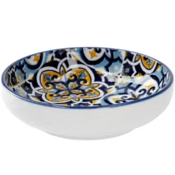 Schale China, flach, blau/gelb, 9 cm